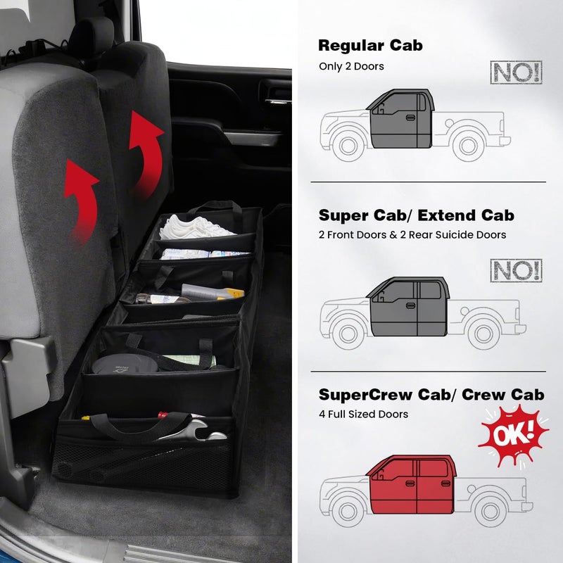 AUTOFIT Chevrolet Silverado 1500 2500 /GMC Sierra 2011-2025 Truck Under Bench Seat Storage with Removable Divider 600D Oxford Cloth, truck accessories Mesh Organizer - Image 2